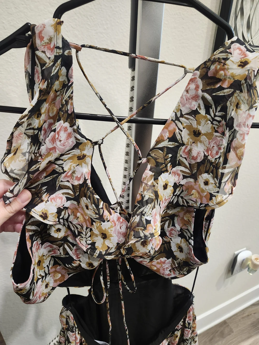 Astr Floral Maxi Dress in Black with Pink & Green Print - Picture 7 of 8